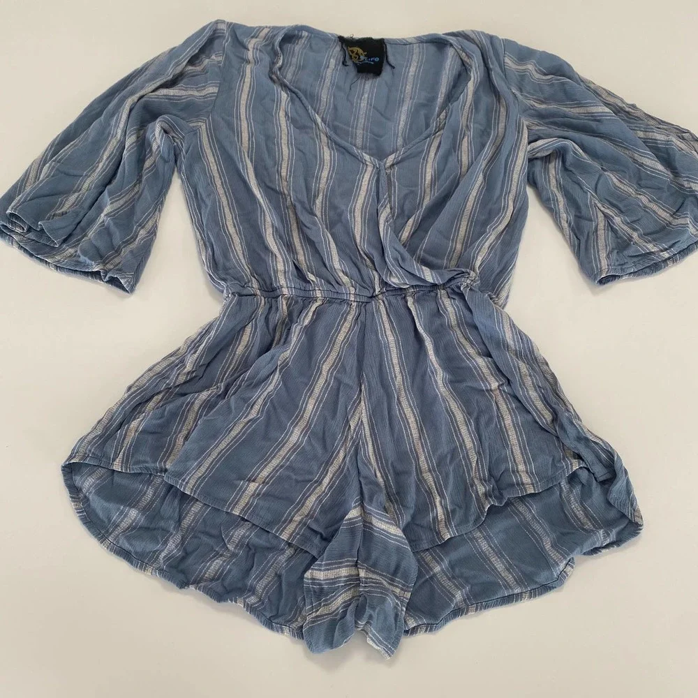 Blue Life romper size small wild and free striped summer outfit cover up - Picture 2 of 9